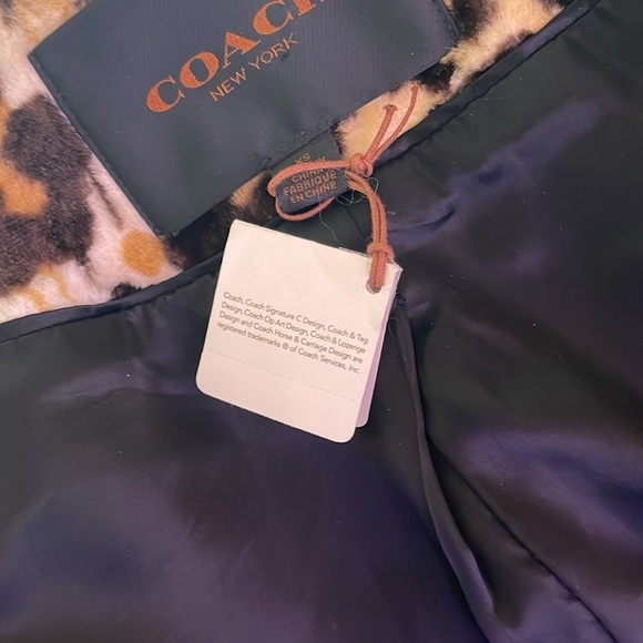 Coach  faux fur leopard spotted jacket with real shearling collar NWT brand new - Picture 10 of 12